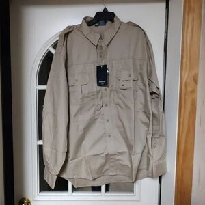 New Propper Tactical Beige Long Sleeve Button Down Shirt Size Men's 2XL
